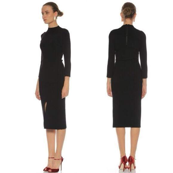 Alice + Olivia Meyer knit Sweater Dress Black Sz small feminine Minimalist Chic - Picture 1 of 9